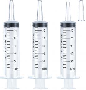 60ml Syringe for Liquid, Oral, Scientific Labs, Measurement, Dispensing, Catheter Tip with Cap- 3 Pack 60ml Syringes
