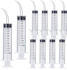 Wisdom Teeth Syringe, 10 Pack Irrigation Dental Syringes with Measure Scale & Curved Tip for Dental Care Liquid Oral Tonsil Stone